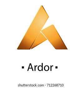 Ardor cryptocurrency golden icon. Vector illustration isolated on white background.