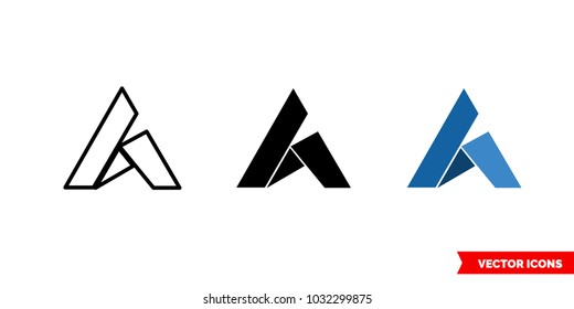Ardor cryptocurrency icon of 3 types: color, black and white, outline. Isolated vector sign symbol.