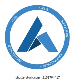 Ardor cryptocurrency logo. ARDR crypto symbol icon flat vector illustration. EPS 10 editable template. 