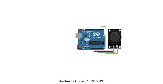 arduino interfacing with joystick,  Analog 2-axis Thumb Joystick, electronics component,  robotics, iot, vector, illustration