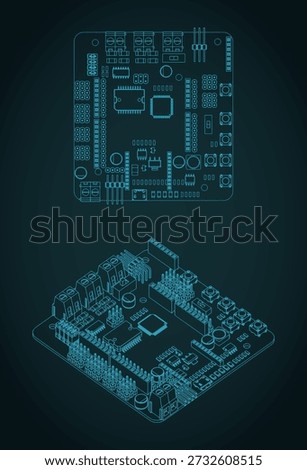 Arduino RoMeo V2 robotics controller drawings stylized vector illustrations