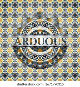 Arduous arabic style emblem. Arabesque decoration.