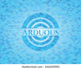 Arduous realistic sky blue mosaic emblem