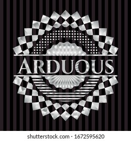 Arduous silver shiny emblem]. Vector Illustration. Mosaic.