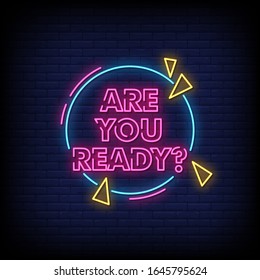"Are You Read" Neon Sign Style Text Vector.