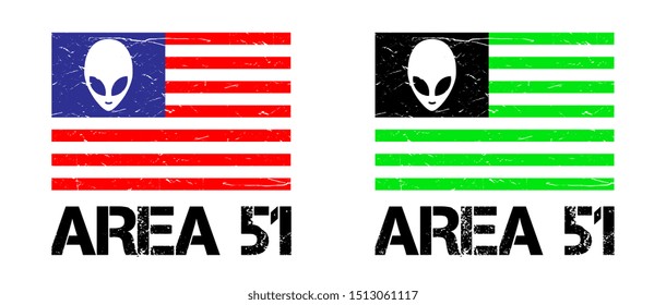 Area 51 with Alien flag in 2 versions