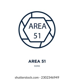 area 51 icon from signs collection. Thin linear area 51, alien, ufo outline icon isolated on white background. Line vector area 51 sign, symbol for web and mobile