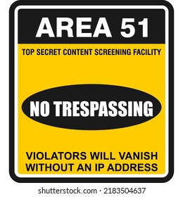 AREA 51, NO TRESPASSING, STICKER VECTOR