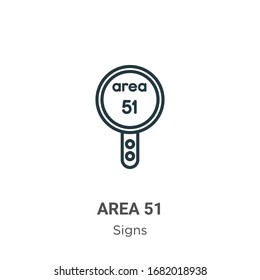 Area 51 outline vector icon. Thin line black area 51 icon, flat vector simple element illustration from editable signs concept isolated stroke on white background
