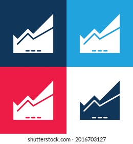 Area Chart blue and red four color minimal icon set