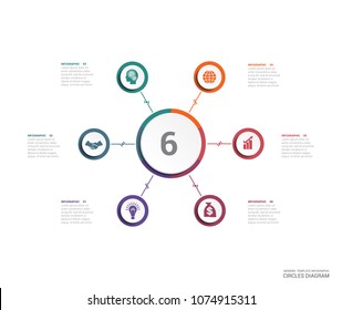 Area chart diagram data Elements For Template infographics 6 position, steps, parts, options.
