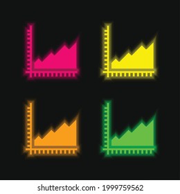 Vierfarbiges, leuchtendes neunfarbiges Vektorsymbol von Area Chart