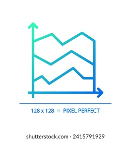 Area chart gradient linear vector icon. Revenue management. Temperature change. Data presentation. Infographic element. Thin line color symbol. Modern style pictogram. Vector isolated outline drawing
