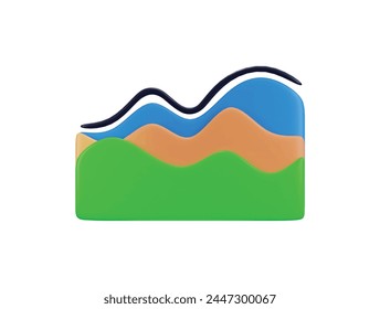 Area chart icon 3d rendering vector illustration
