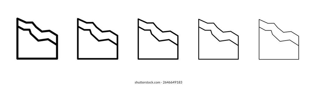 Ícone de Gráfico de Área com sinal de vetor preto e branco