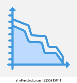 Area chart icon in blue style, use for website mobile app presentation