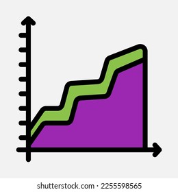 Area chart icon in filled line style, use for website mobile app presentation