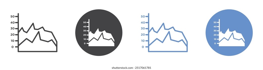 Area Chart Icon flat line symbol set.