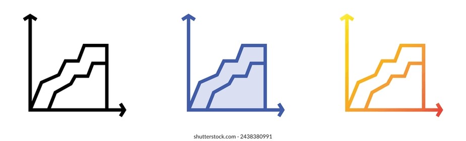 area chart icon. Linear, Blue Fill and Gradient Style Design Isolated On White Background