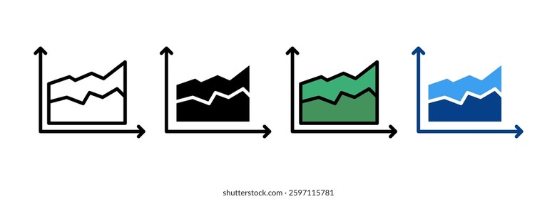 Area Chart Icon Set Multiple Style Collection