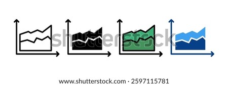 Area Chart Icon Set Multiple Style Collection