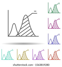 Area chart line multi color icon. Simple thin line, outline vector of chart and diagram icons for ui and ux, website or mobile application