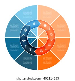 Area chart ring chart pie chart Template  Infographic numbered eight position