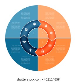Area chart ring chart pie chart Template  Infographic numbered four position