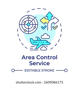 Area control service multi color concept icon. Radar system. Route management, organization. Round shape line illustration. Abstract idea. Graphic design. Easy to use in article, blog post