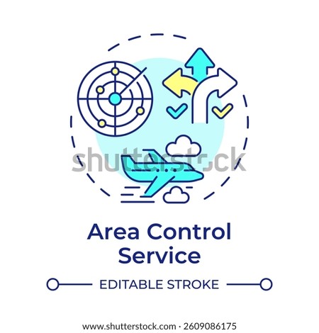 Area control service multi color concept icon. Radar system. Route management, organization. Round shape line illustration. Abstract idea. Graphic design. Easy to use in article, blog post