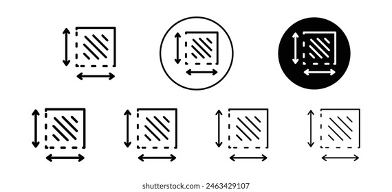 Area and dimension icon. floor length and width and height measurement symbol. square meter or acre unit in m2 measuring house plot space vector