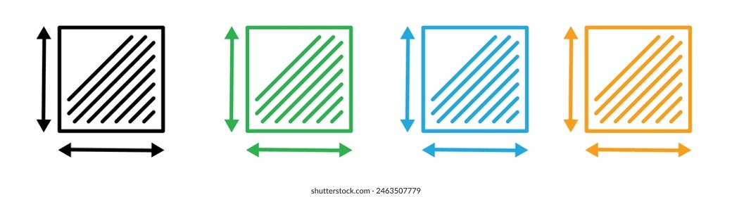 Area and dimension icon logo set vector