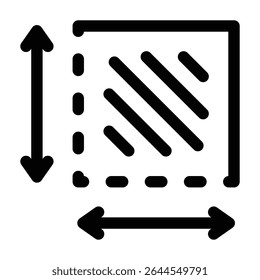 Area and dimension icon outline set sign