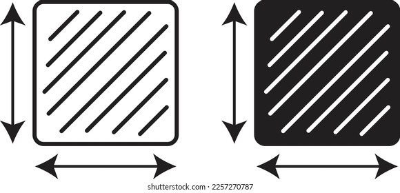 Area and dimension  icon simple trendy flat style line and solid Isolated vector illustration on white background. For apps, logo, websites, symbol , UI, UX, graphic and web design. EPS 10.