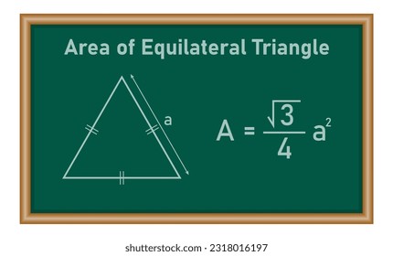 Area of equilateral triangle formula in mathematics. Mathematics resources for teachers and students.