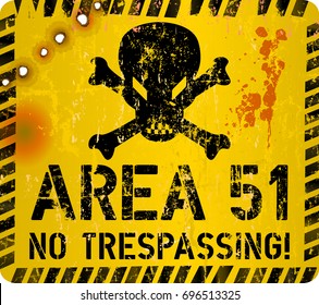 Area fifty one sign.Web icon, restricted area sign Grungy vector illustration