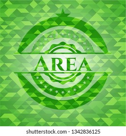 Area green emblem with triangle mosaic background