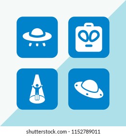 area icon. 4 area set with ufo and alien vector icons for web and mobile app