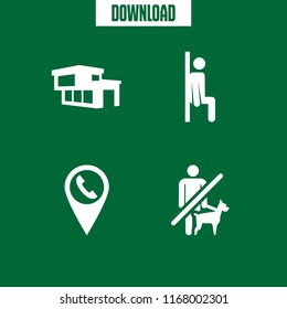 area icon. 4 area vector set. no pets, phone pin, squad and modern building of a house icons for web and design about area theme