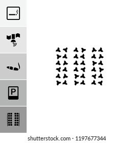 Area icon. collection of 6 area filled icons such as plane seats, cigarette, parking, field. editable area icons for web and mobile.