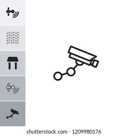 Area icon. collection of 6 area filled and outline icons such as security camera, signal, table. editable area icons for web and mobile.