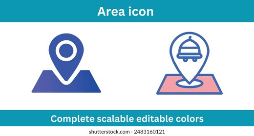 Area icon complete editable stroke and colors
