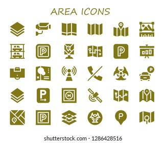  area icon set. 30 filled area icons. Simple modern icons about  - Layers, Surveillance, Map, Graphic, Parkings, Parking, Area, Signal, No calls, Biohazard, Layer, Helipad