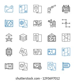 area icons set. Collection of area with wrong way, map, wifi, heliport, layers, rest area, smoker, graphic, parking. Editable and scalable icons.