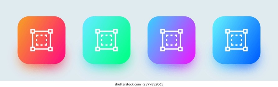 Area line icon in square gradient colors. Size signs vector illustration.