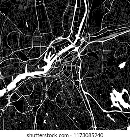 Area map of Gothenburg, Sweden. Dark background version for infographic and marketing projects.