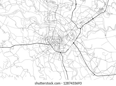 Area map of Ha Noi, Vietnam. This artmap of Ha Noi contains geography lines for land mass, water, major and minor roads.