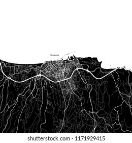 Area map of Heraklion, Greece. Dark background version for infographic and marketing projects. 