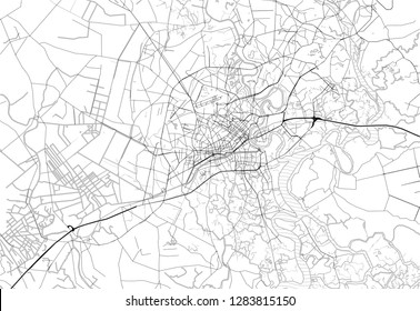 Area map of Ho Chi Minh City, Vietnam. This artmap of Ho Chi Minh City contains geography lines for land mass, water, major and minor roads.