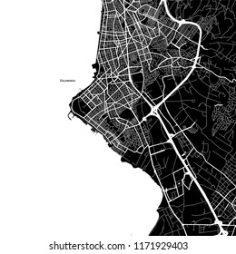 Area map of Kalamaria, Greece. Dark background version for infographic and marketing projects.